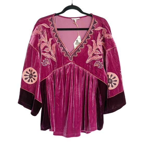Plus Size Easel Velvet Top with Embroidery - 1X-3X - Picture 4 of 7